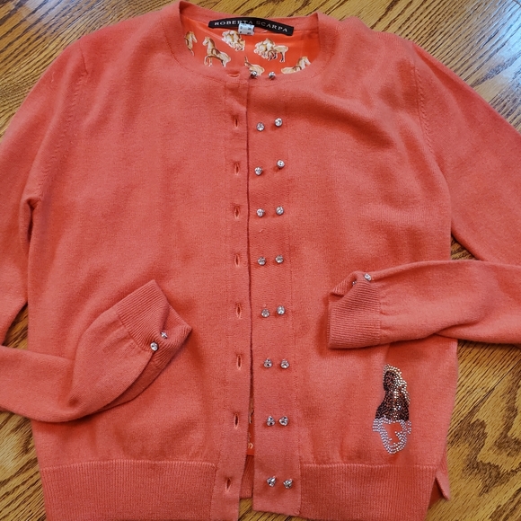 💥💫HOST PICK!💥💫DEAL!Cardigan Cozy Roberta Scarpa orange sexy cardi.size 10 - Picture 3 of 12